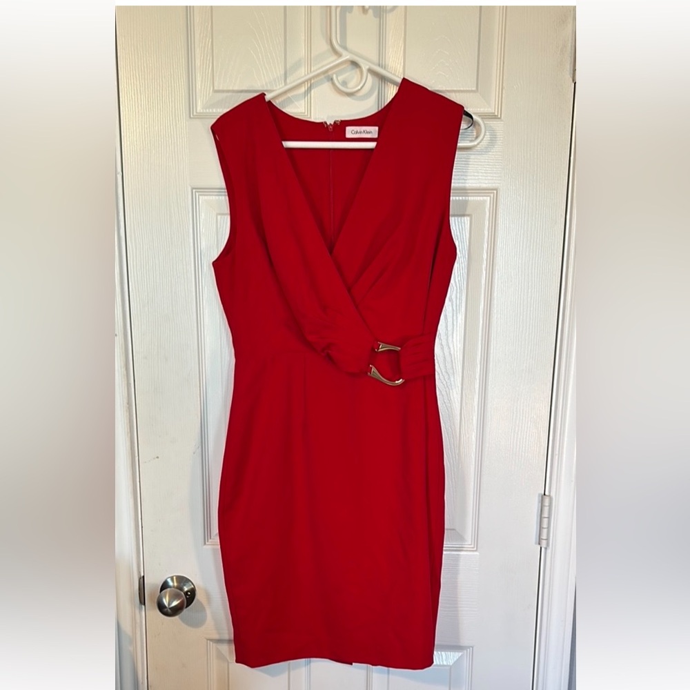 Calvin Klein Bold Red Midi Dress